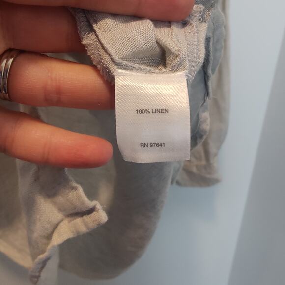 J. Jill Love Linen Sz L Petite Grey 100% Linen Long Sleeve Button Front Shirt - Picture 4 of 5